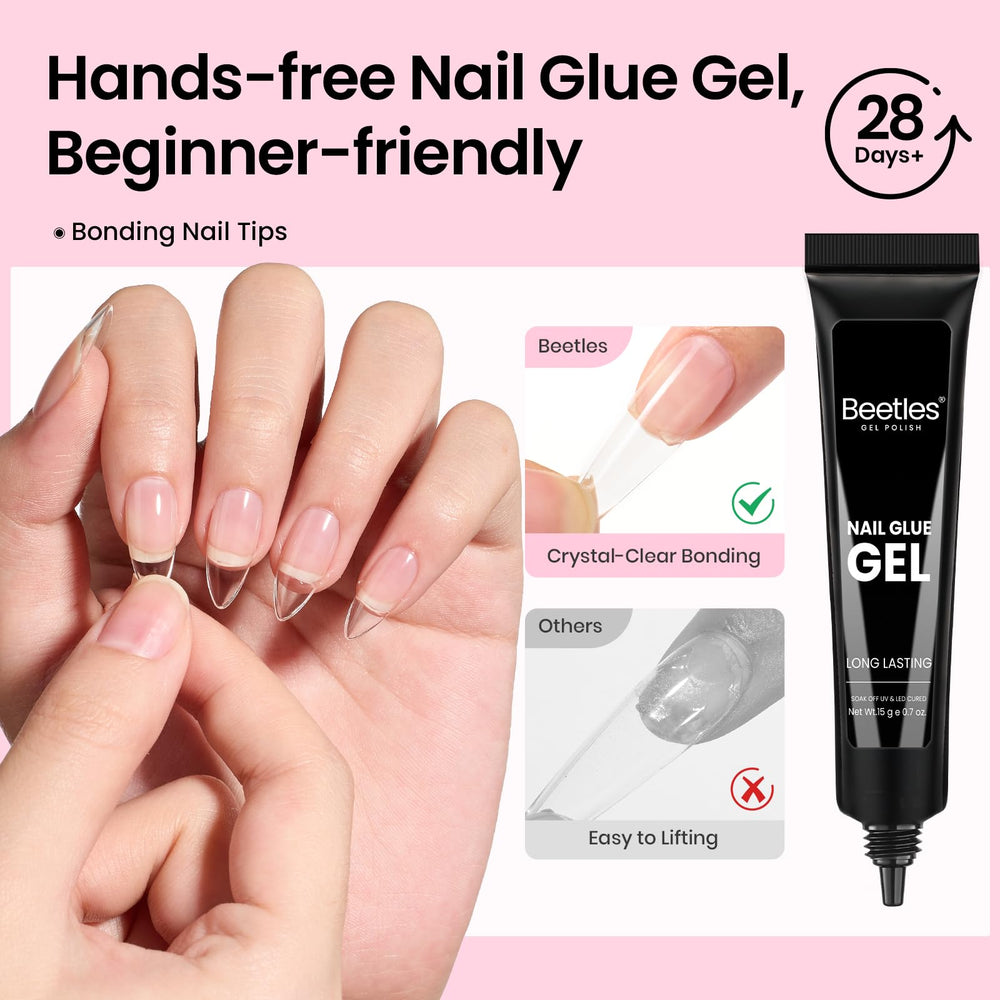Beetles Gel Polish application scene showing tip placement for neat results