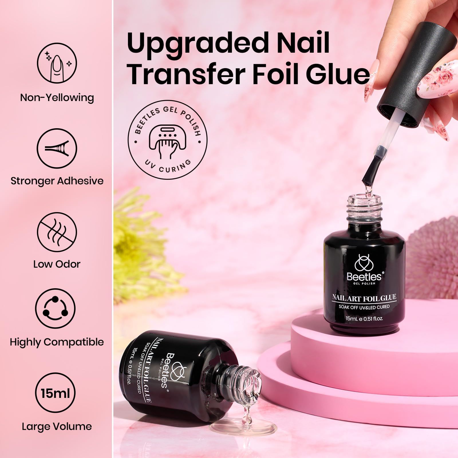 Beetles gel texture on brush stroke showing smooth application advantage