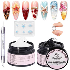 Beetles front packaging showing clear and white gels and included tools for easy sculpting