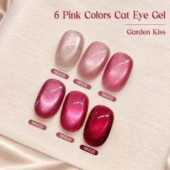 beetles Gel Polish nail wheel swatches showing six Garden Kiss pink shades for color planning