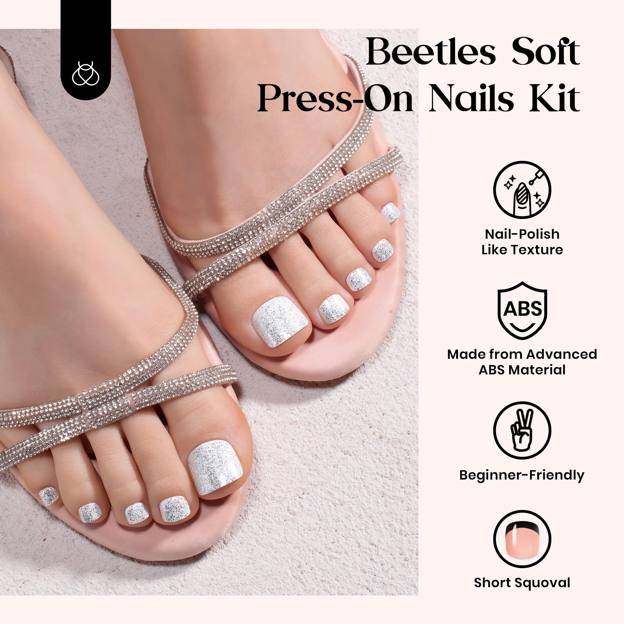 Beetles Gel Polish close-up of short squoval shape for natural fit