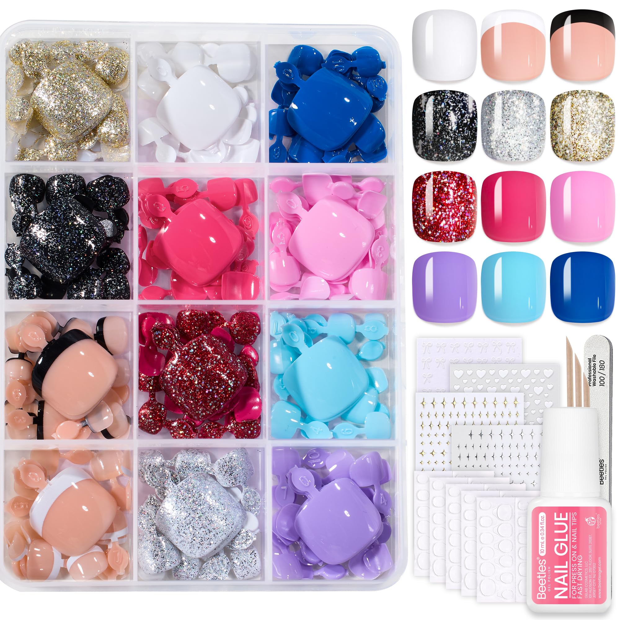 Beetles Gel Polish front packaging showing kit contents and variety