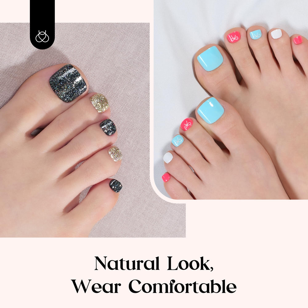 Beetles Gel Polish glue and adhesive tabs showing two bonding options
