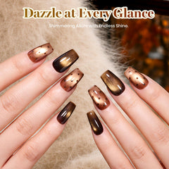 Beetles cat eye polish close-up on nail showing reflective stripe detail