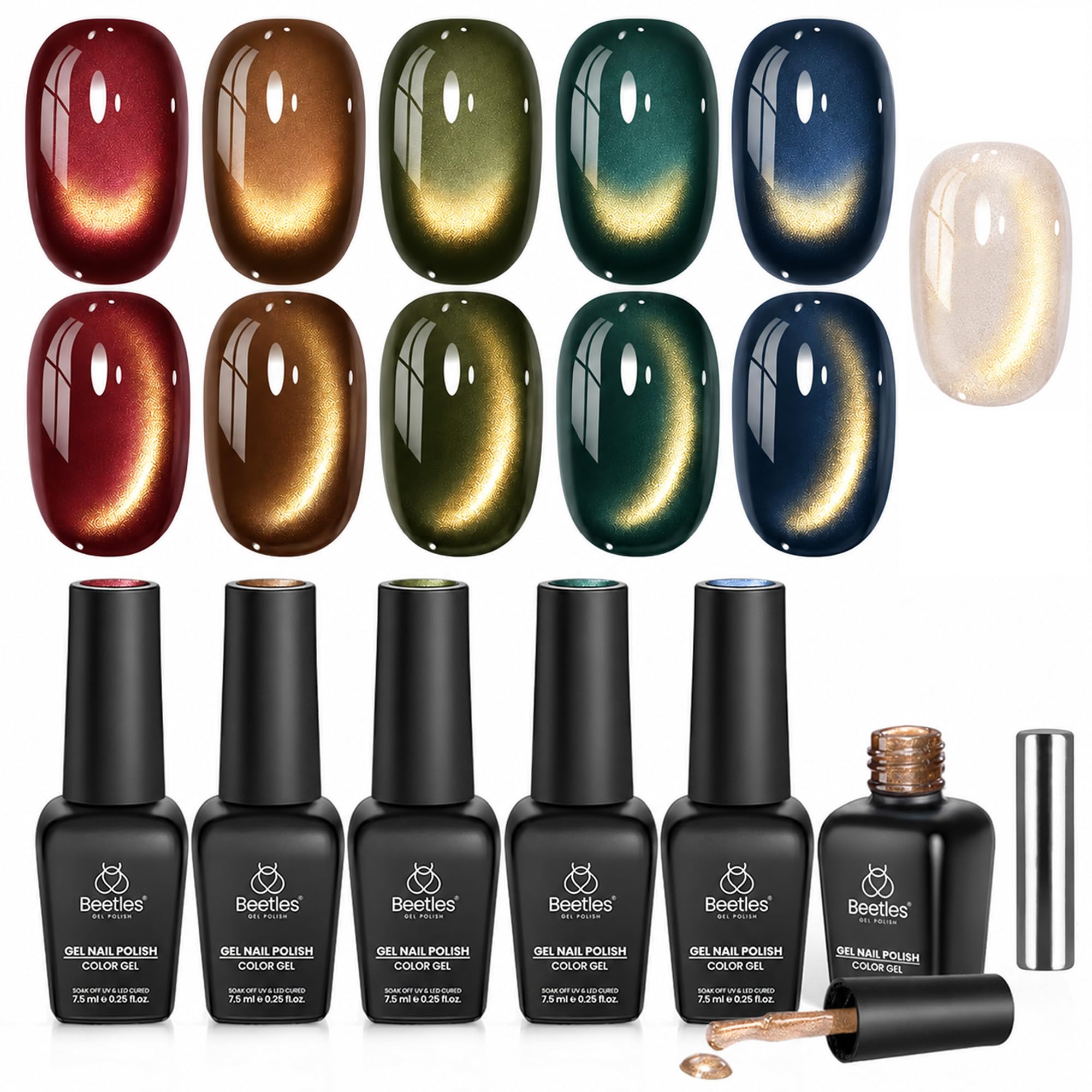 beetles front packaging showing six polish bottles and kit benefits