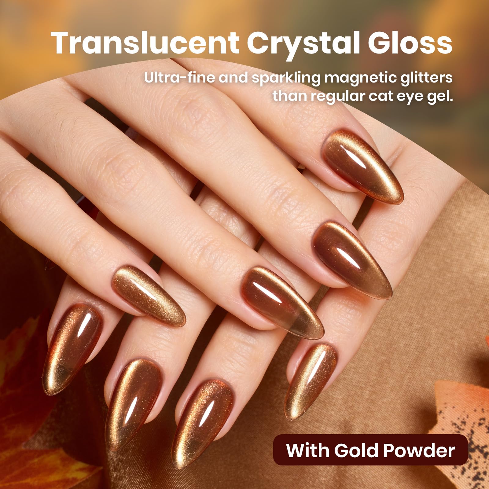 Beetles Gel Polish bottle label close-up displaying color name and gold shimmer, easy identification