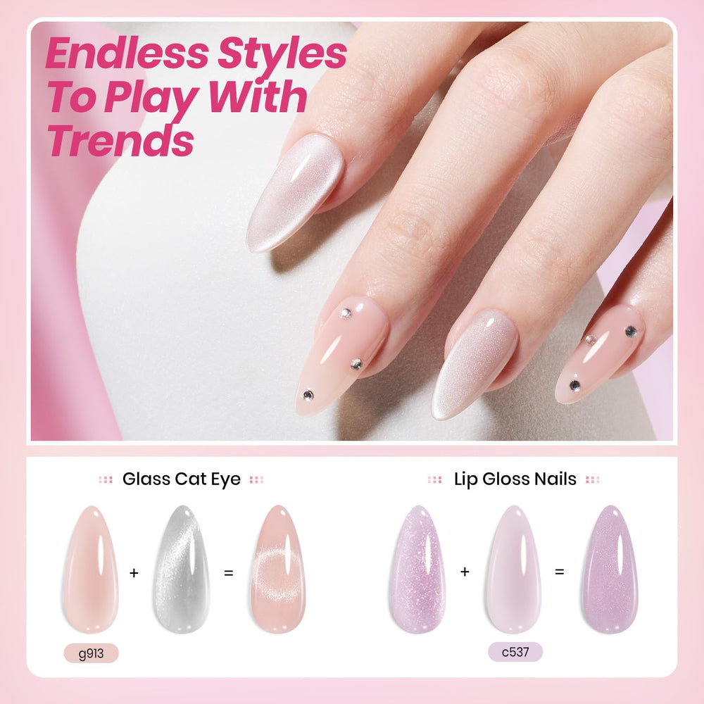 Beetles on hand model in lifestyle scene demonstrating wearable nude manicure benefits