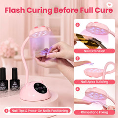 Beetles Gel Polish in use curing single nail, targeted flash cure benefit