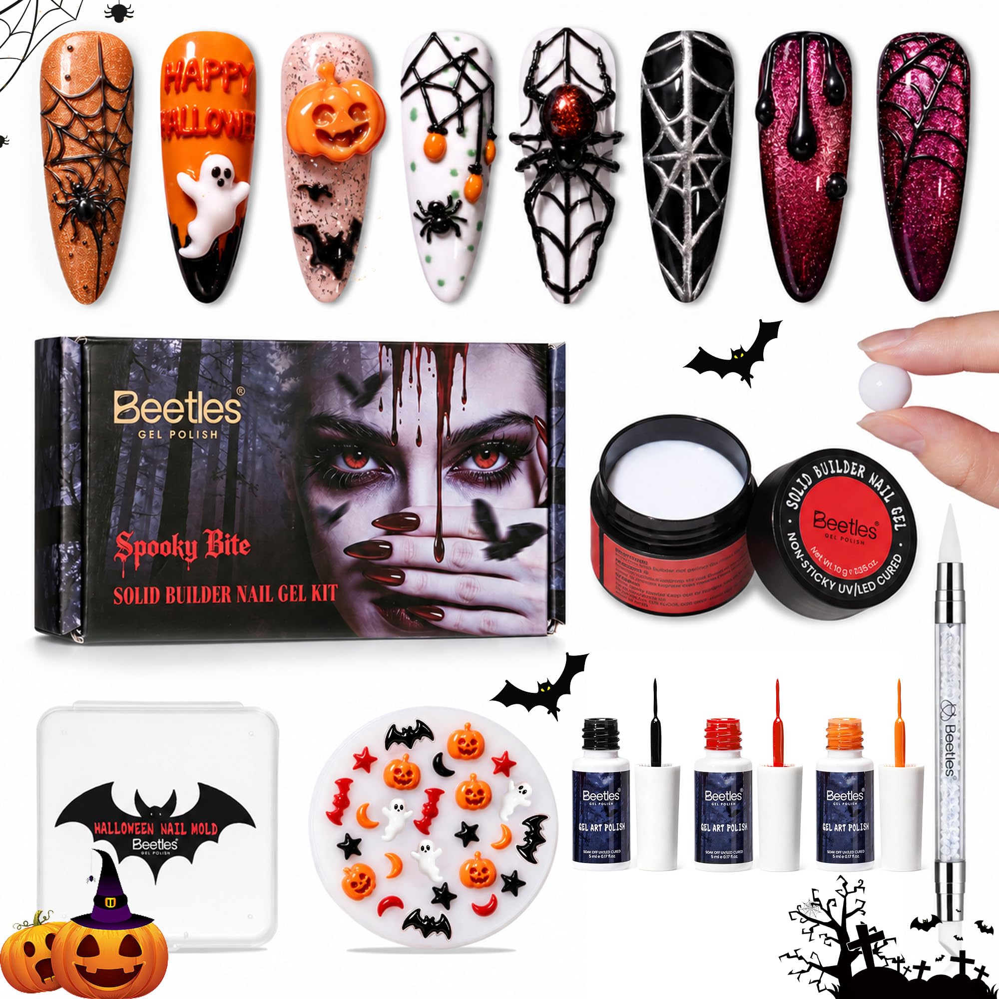 Beetles Gel Polish kit packaging showing contents and benefits