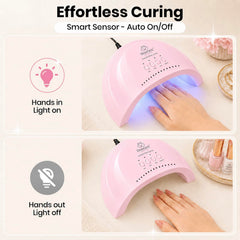 Beetles Gel Polish open chamber with foot inside demonstrating pedicure fit