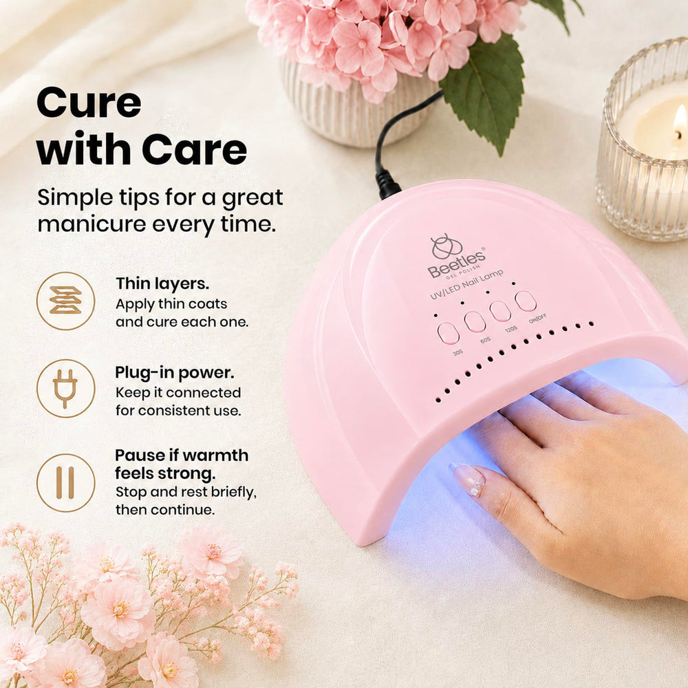 Beetles Gel Polish boxed packaging with lamp and plug for ready-to-use setup
