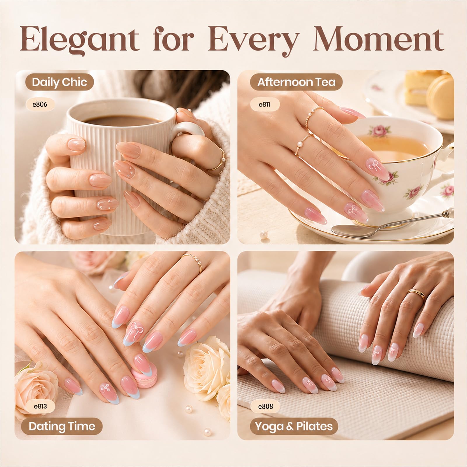 beetles polish applied on nails in home scene showing natural elegant results