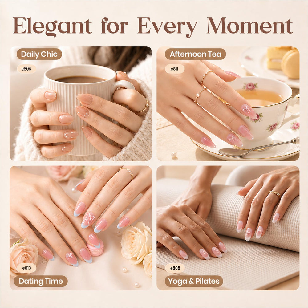 beetles polish applied on nails in home scene showing natural elegant results