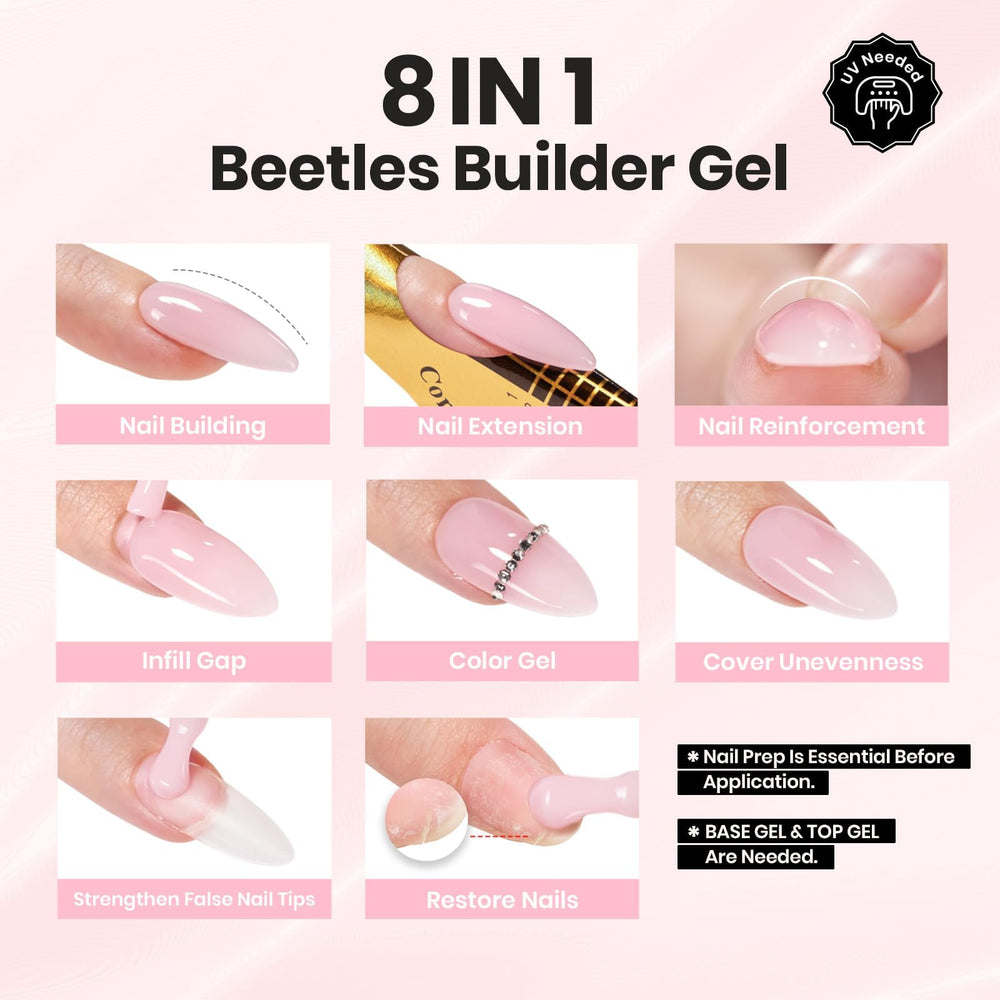 beetles before and after nails showing strengthened natural nails