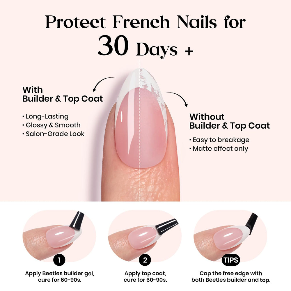 beetles hand applying a press-on nail demonstrating easy at-home use