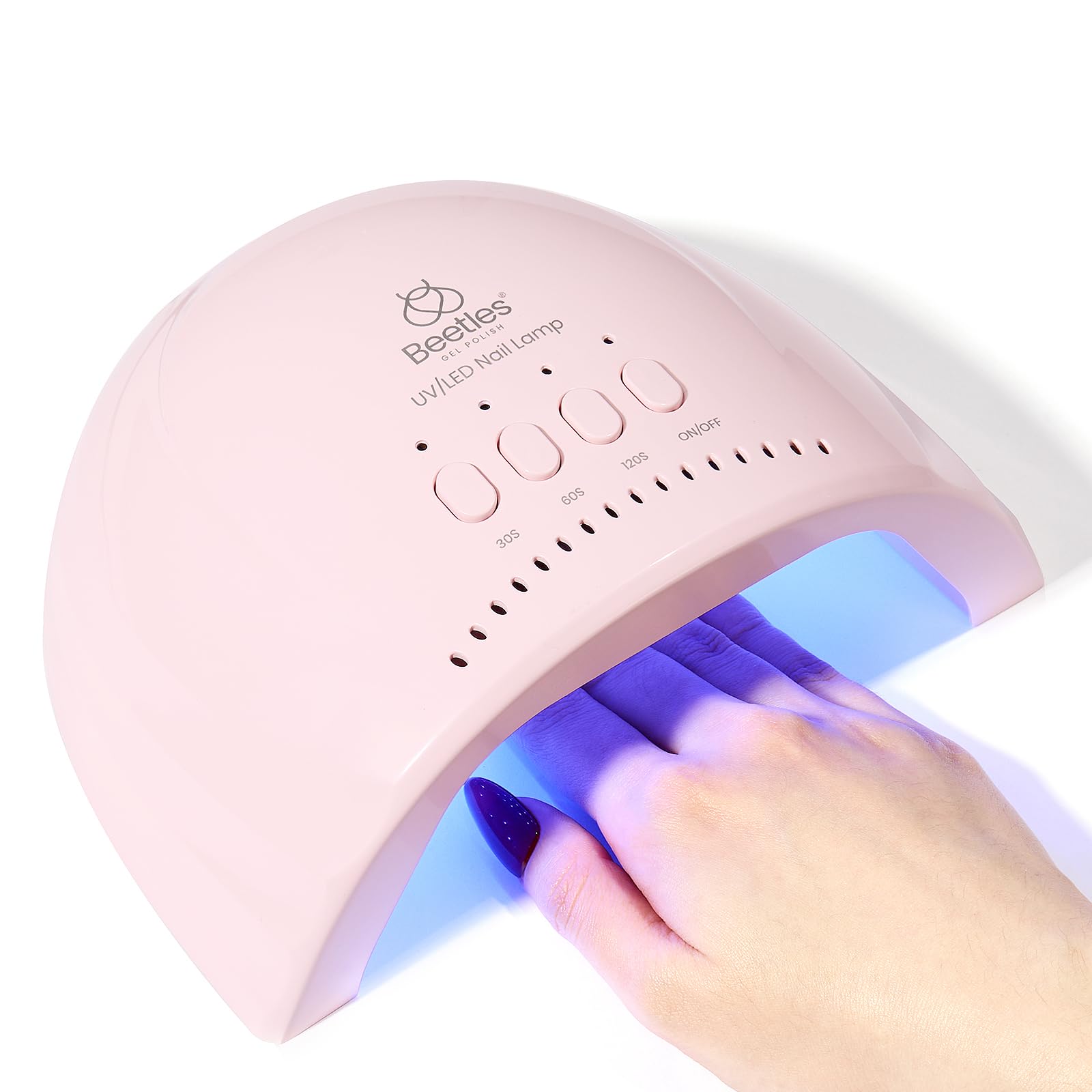 Beetles Gel Polish pink lamp front view showing compact design and easy access