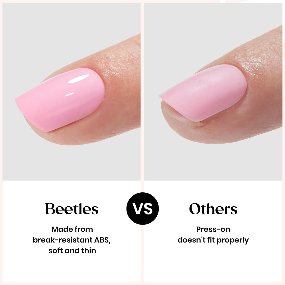 Beetles press on nails size comparison display showing 15 sizes fit