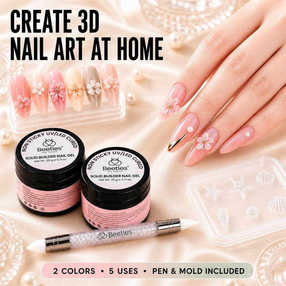Beetles silicone 3D mold close-up enabling repeatable floral and shaped nail appliqués