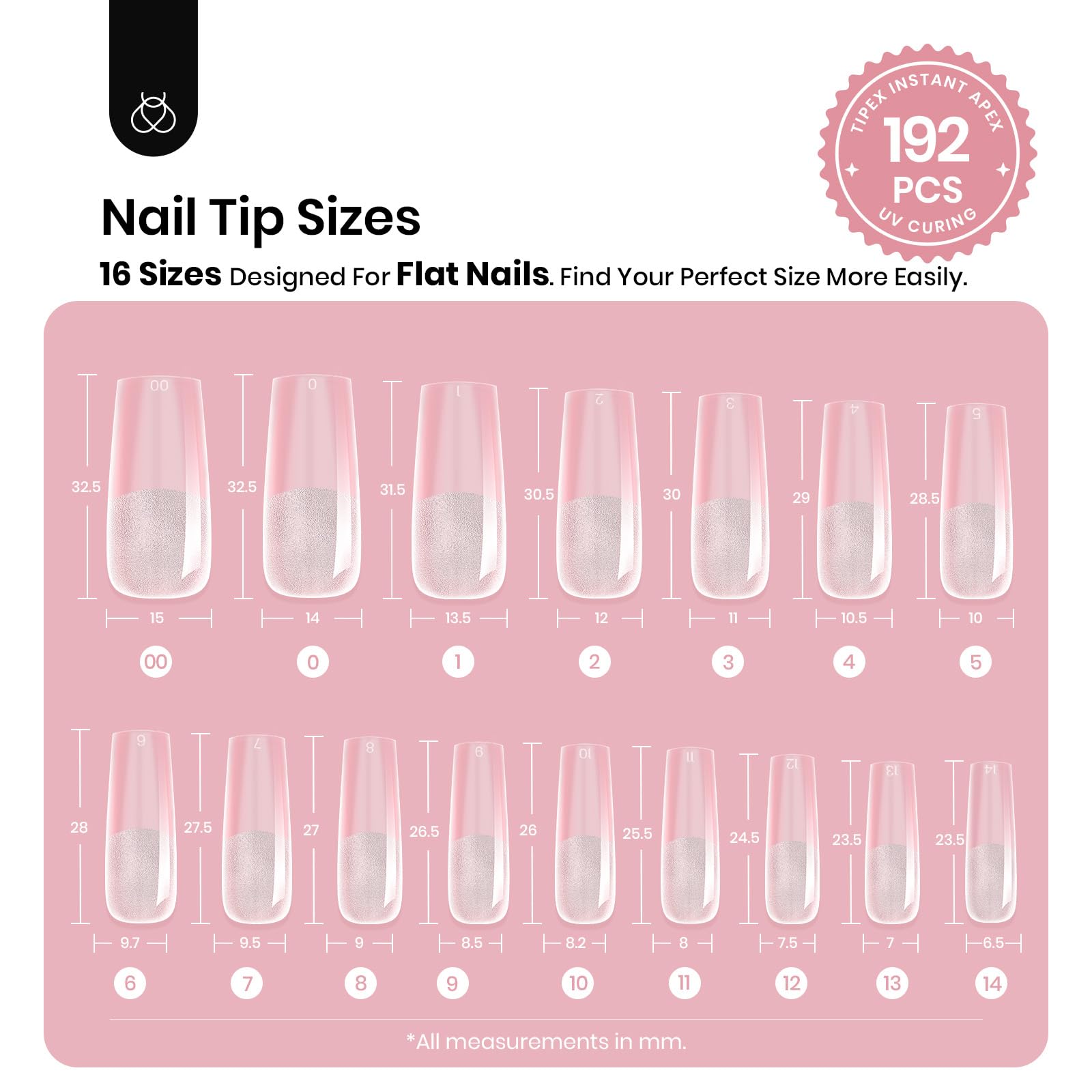 beetles neatly arranged size layout 00–14 showing multiple tips per size for matching