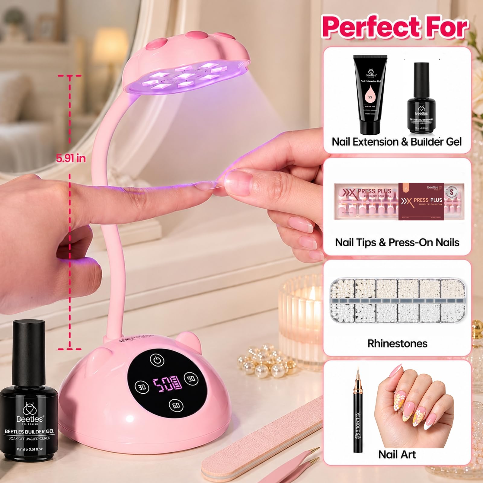 Beetles Gel Polish timer display countdown, easy repeatable curing control