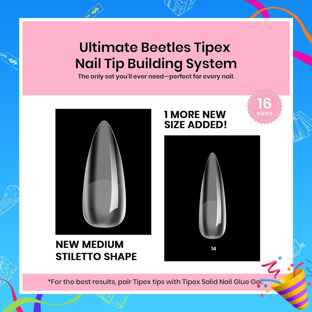 beetles Tipex finished medium stiletto nails styled for everyday wear