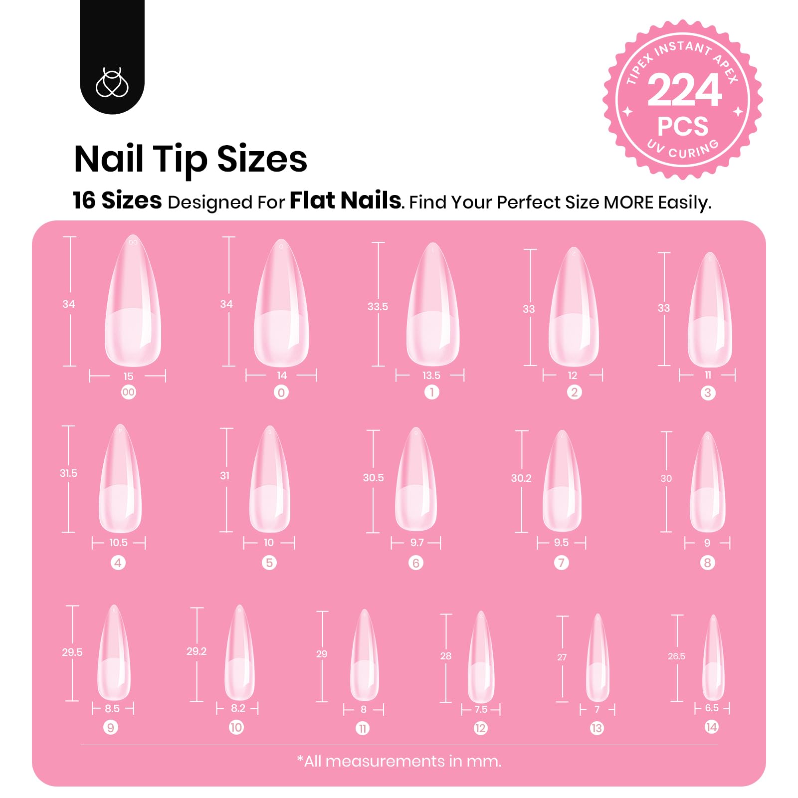 beetles Tipex long stiletto tips laid out highlighting length and shape