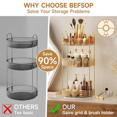 BEFSOP amber organizer rotating with cosmetics for fast, convenient access