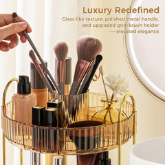 BEFSOP amber organizer next to a perfume bottle to show size and scale