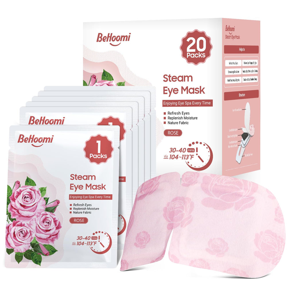 BeHoomi front packaging in rose showing 20-pack and benefits