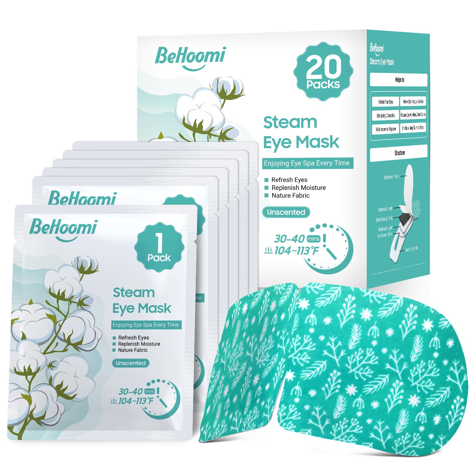 BeHoomi front pouch packaging showing 20-count and portability benefit