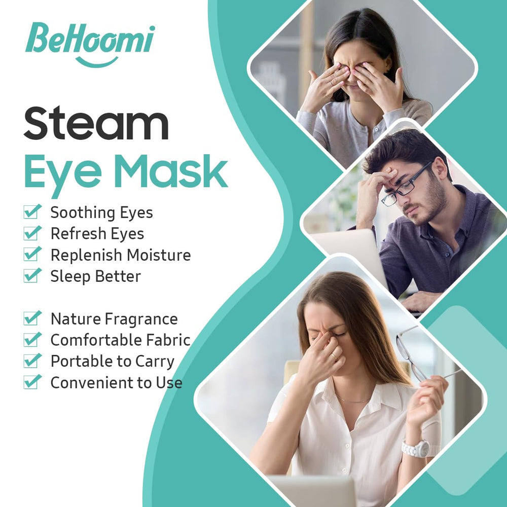 BeHoomi mask in use on woman demonstrating relaxed eyes and restful benefit