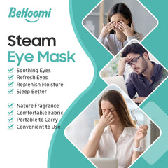 BeHoomi mask in use on woman demonstrating relaxed eyes and restful benefit