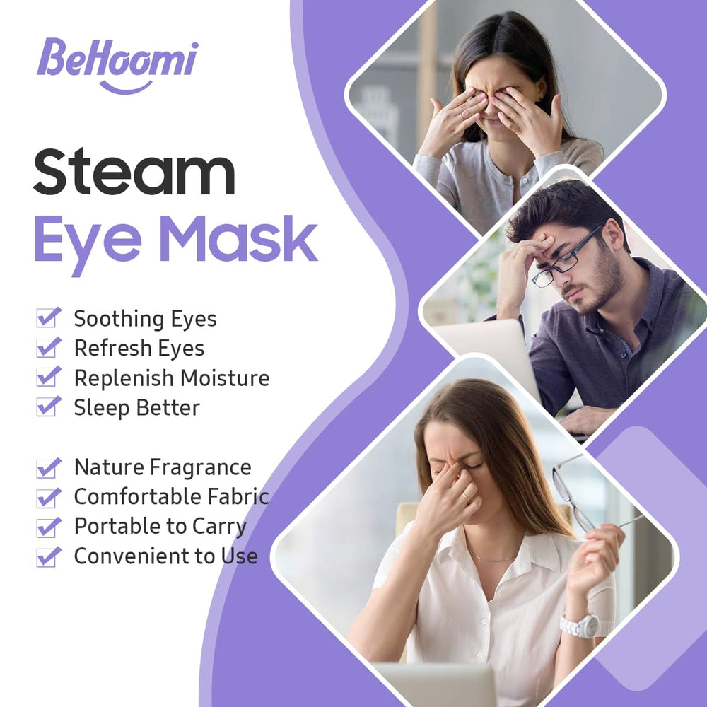BeHoomi mask worn during rest demonstrating soothing warm compress