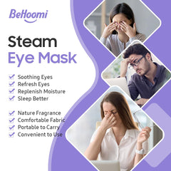 BeHoomi mask worn during rest demonstrating soothing warm compress