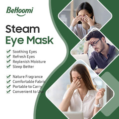 BeHoomi mask worn by user relaxing to relieve eye strain on a couch