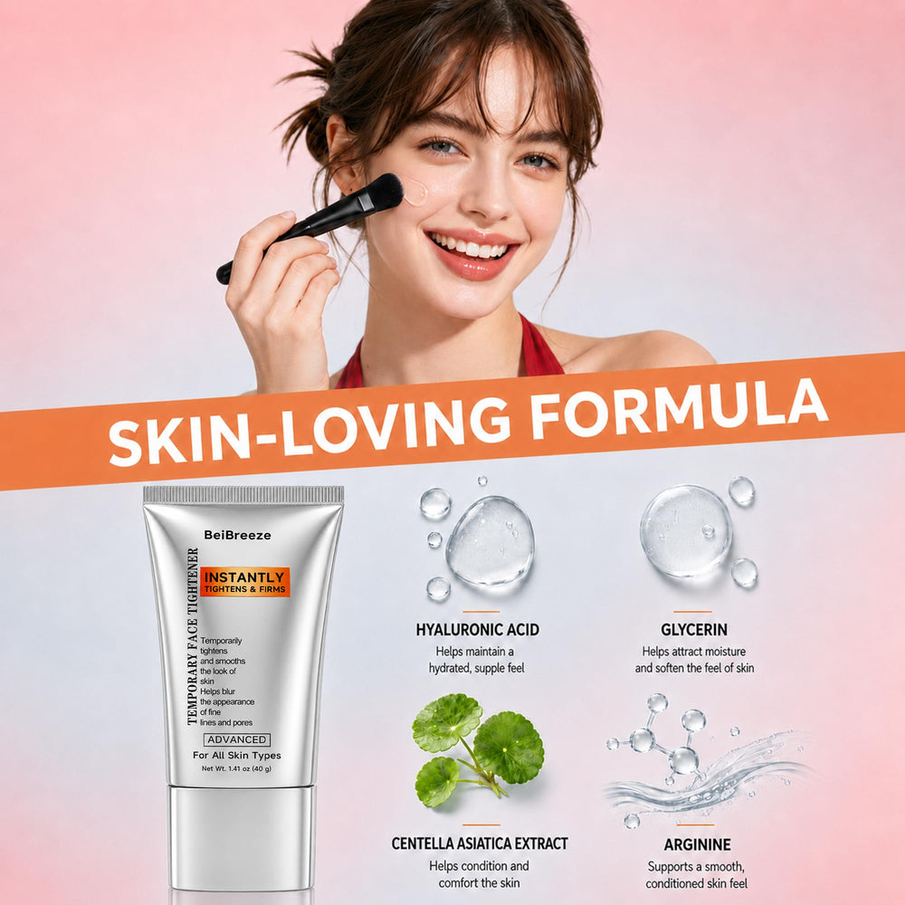 BeiBreeze used under foundation to demonstrate primer benefit
