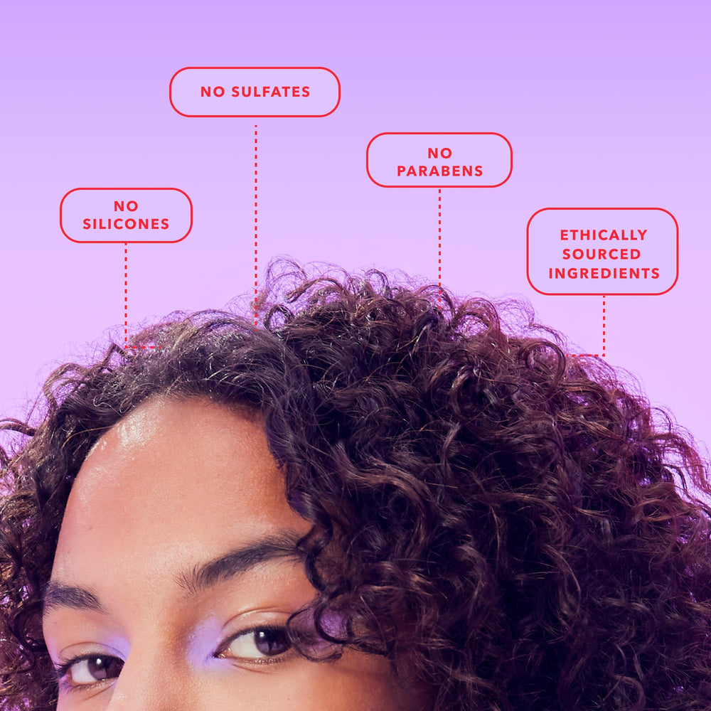being INC visible before-and-after curls showing reduced frizz benefit