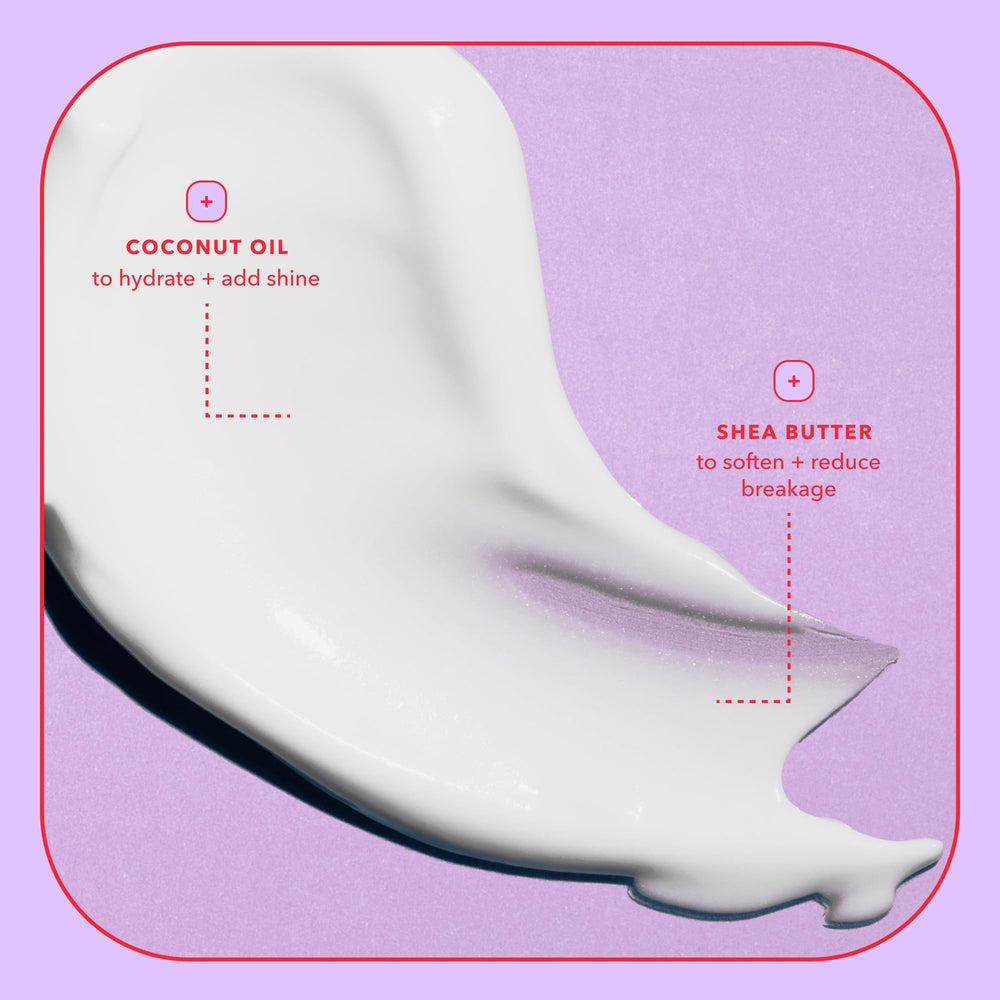 being INC label close-up highlighting coconut oil and shea butter benefits