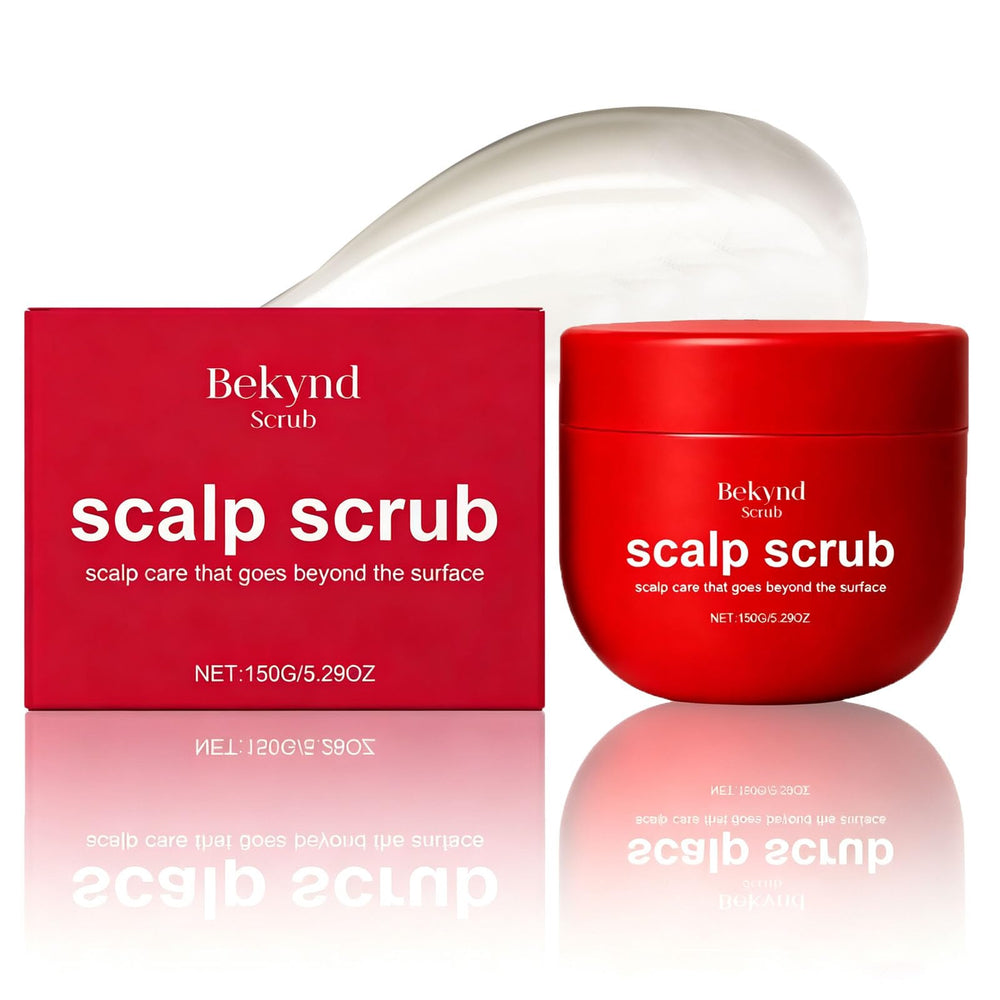 Bekynd Scrub red jar front packaging showing label and weight, highlights clarity benefit
