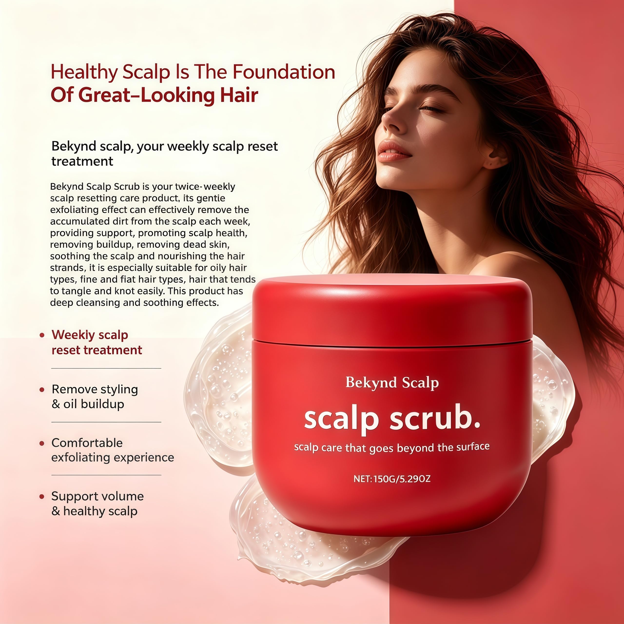 Bekynd Scalp jar on bathroom shelf staged to show storage convenience and daily routine