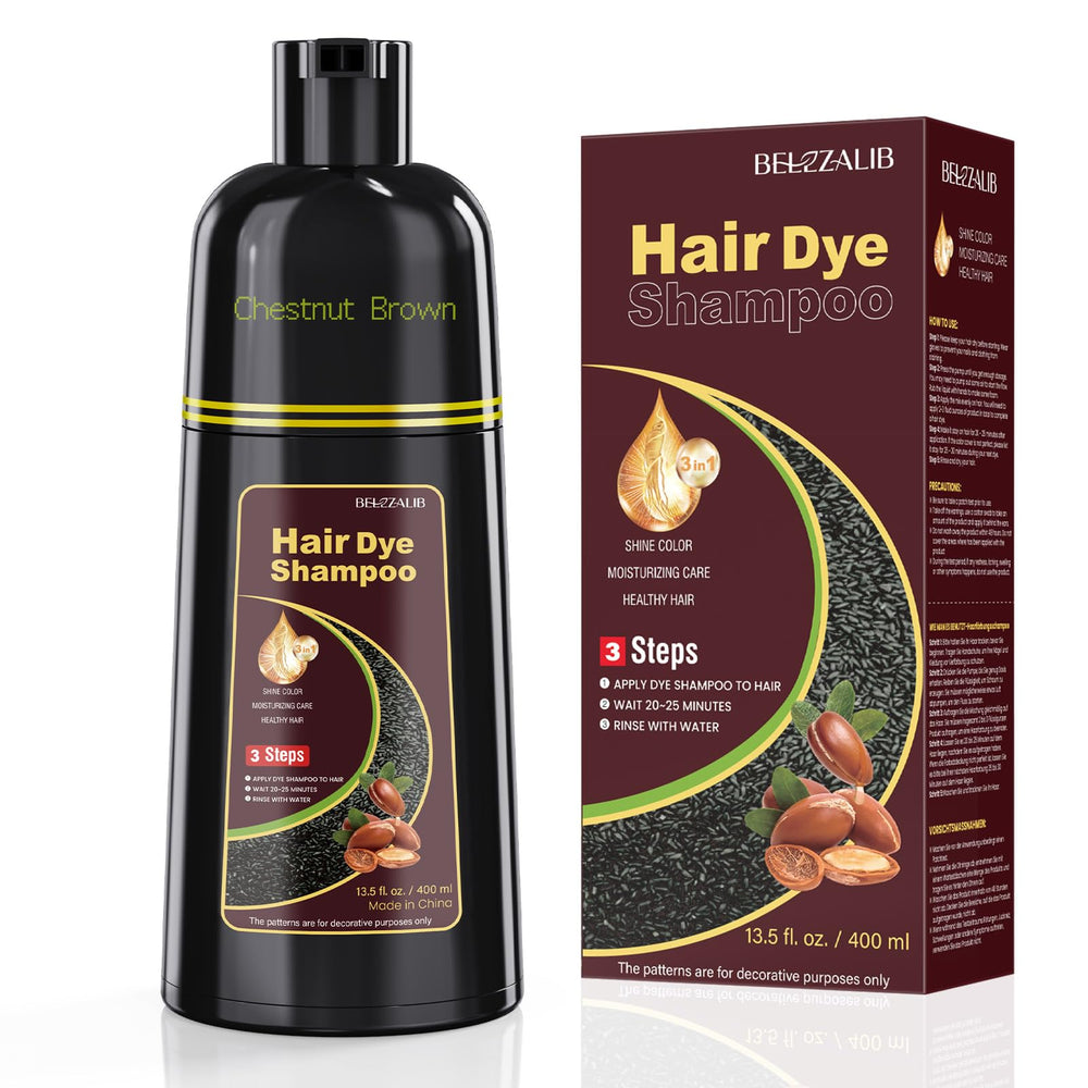 BELEZALIB front packaging showing chestnut brown color and instructions benefit