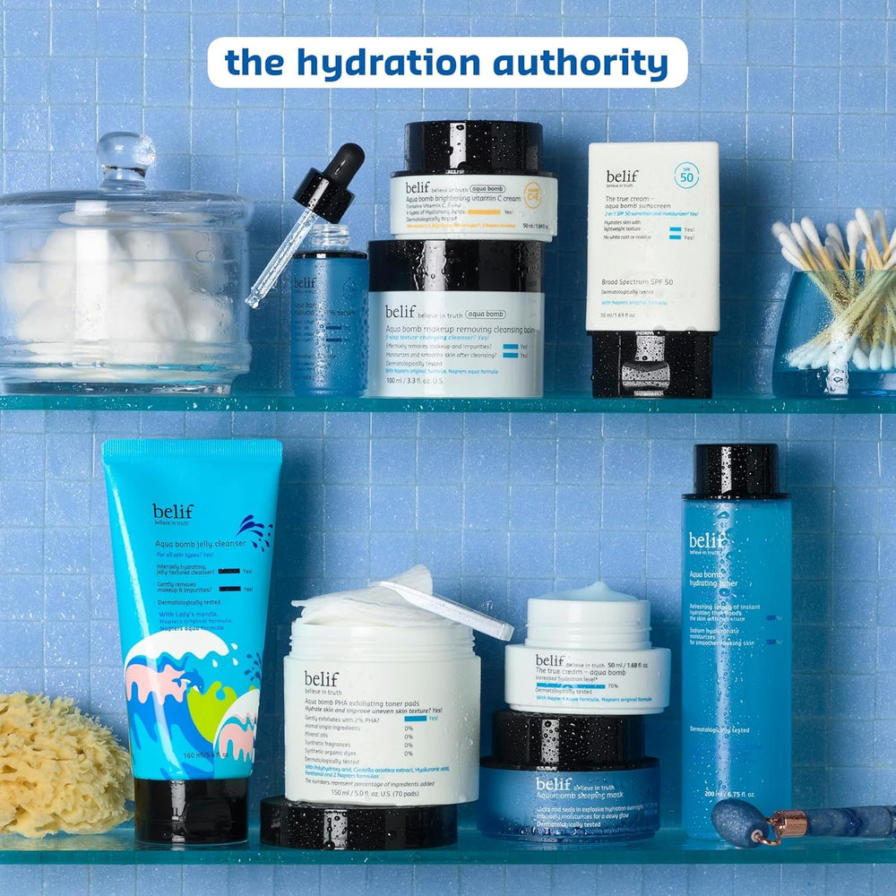 belif lifestyle image in bathroom showing quick one-step cleansing