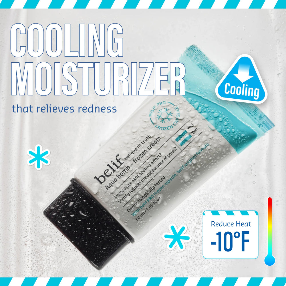 belif close-up frozen capsules visible for instant cooling effect