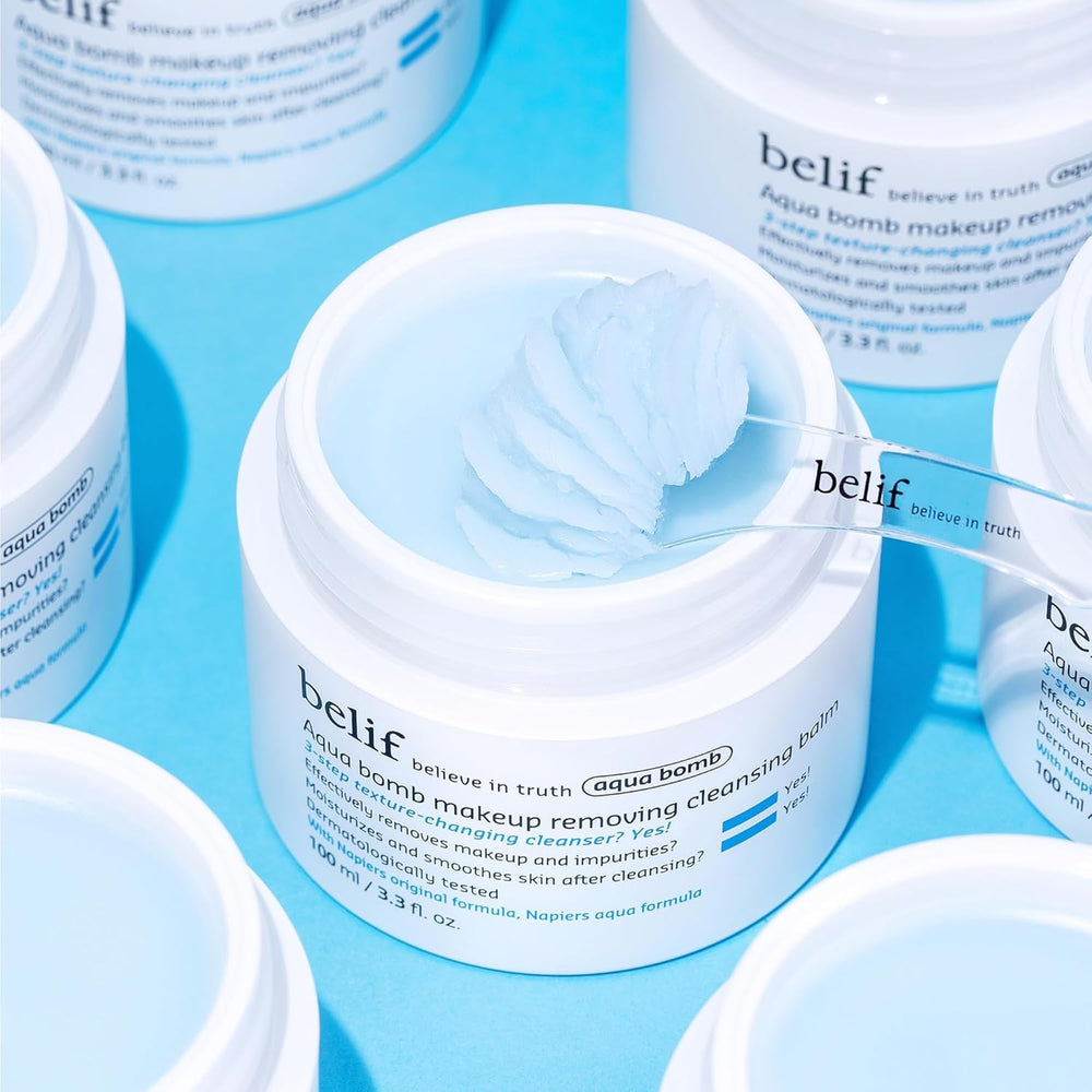 belif size comparison in hand illustrating travel-friendly 3.3 fl.oz.