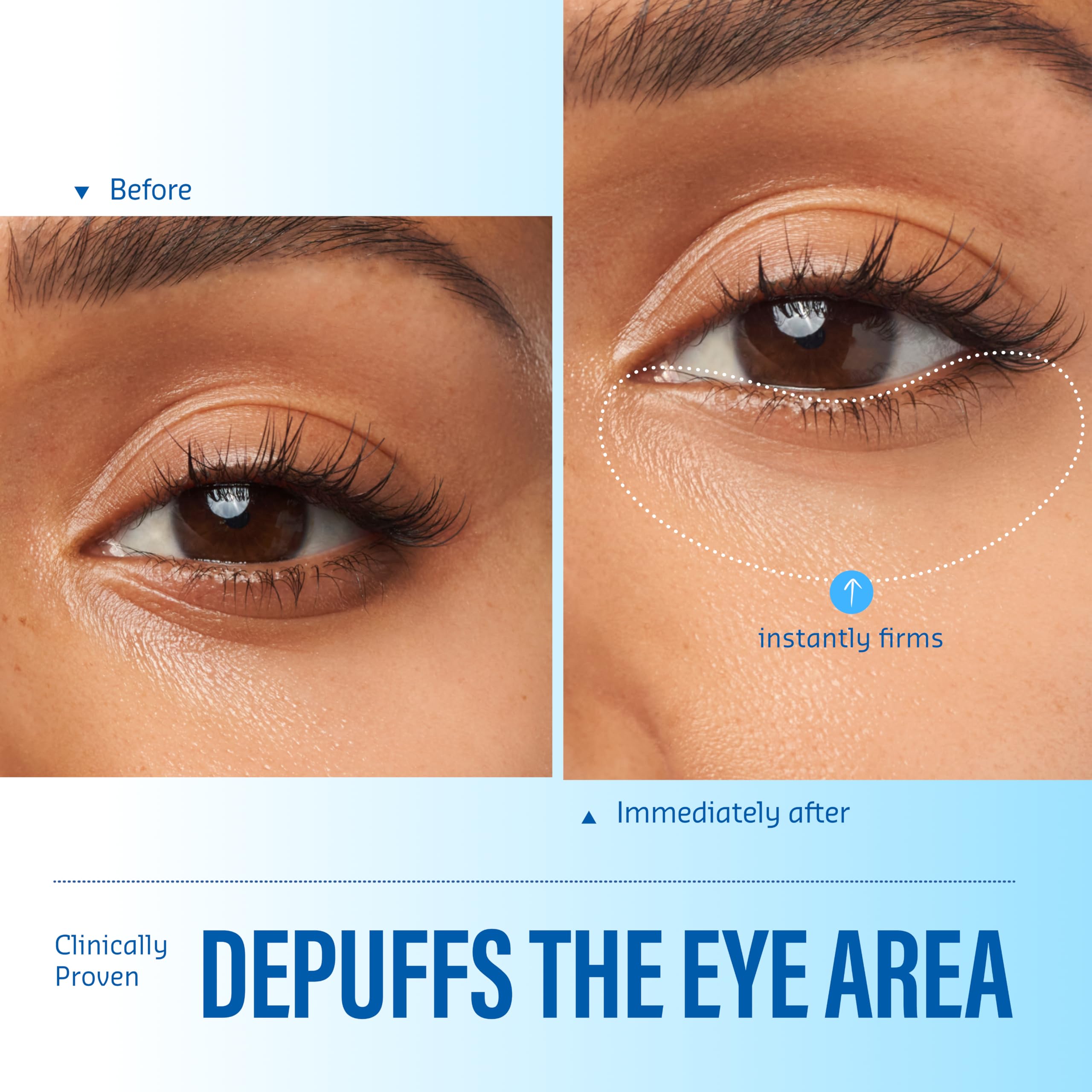 belif applying eye gel under-eye demonstration for reduced puffiness and smooth finish