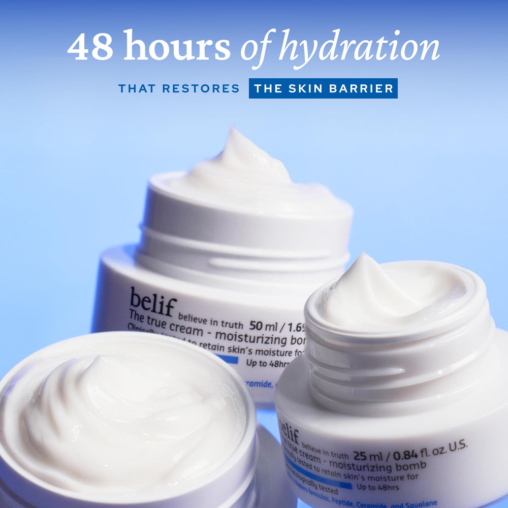 belif creamy milky texture close-up demonstrating fast absorption and lightweight feel