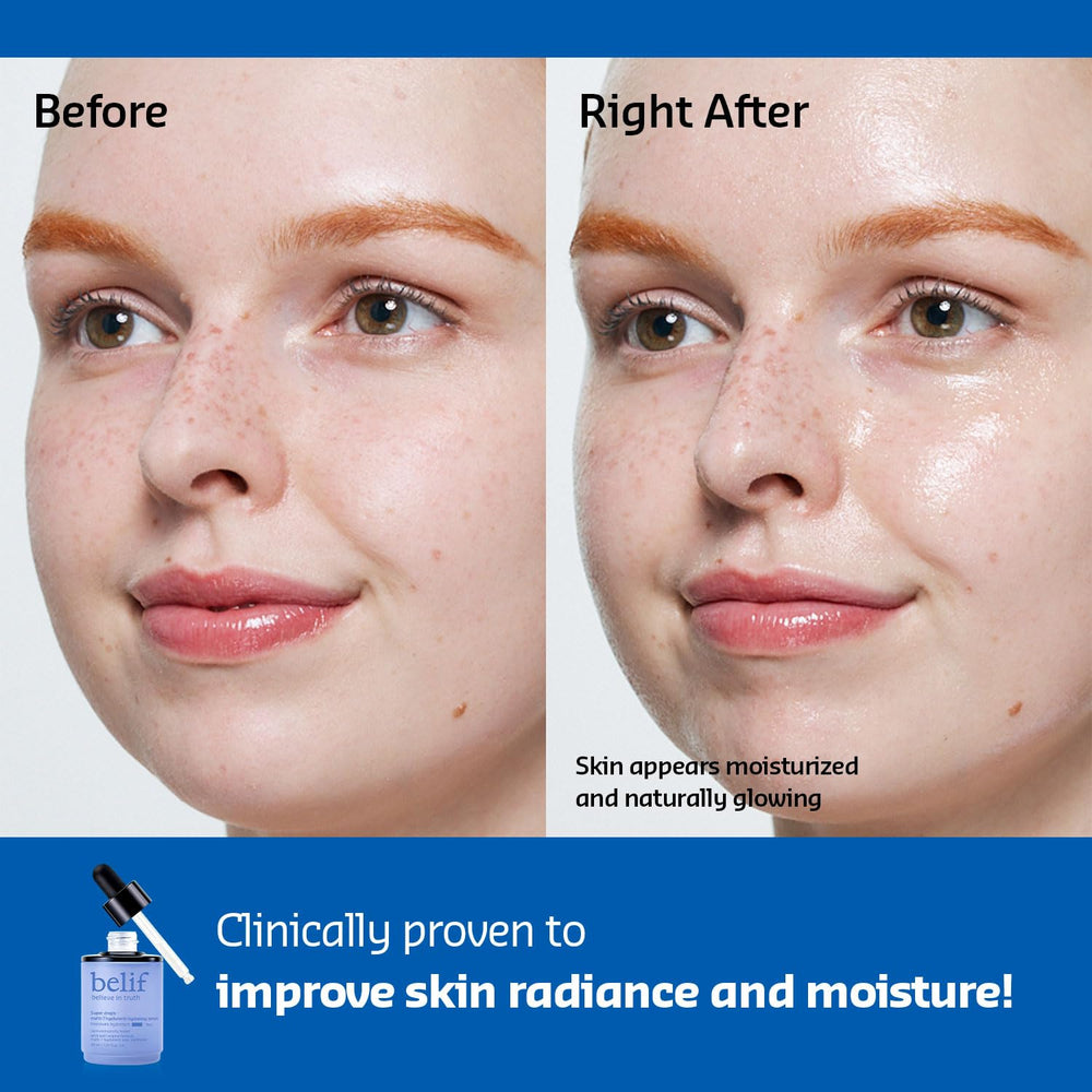 belif close-up of serum texture illustrating fast-absorbing, non-greasy finish