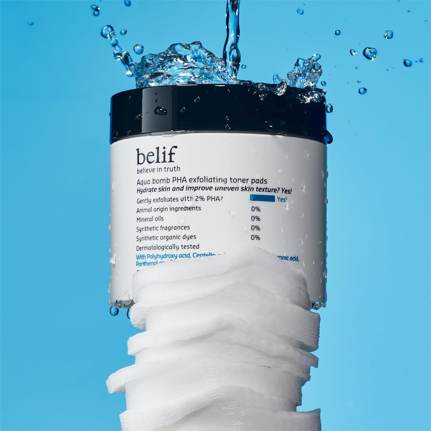 belif pads arranged in bathroom setting suggesting easy daily use