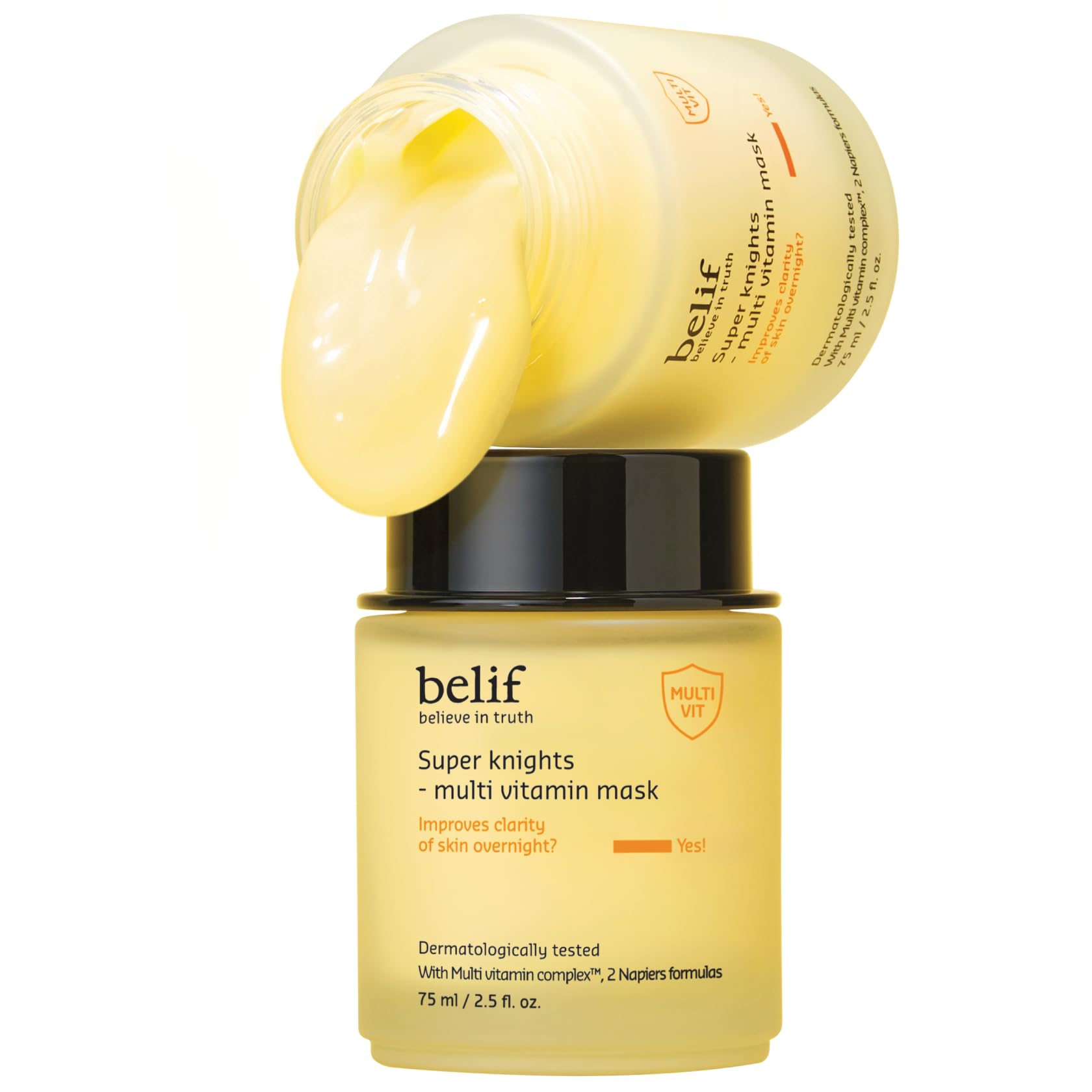belif jar front view showing product and brightening benefit