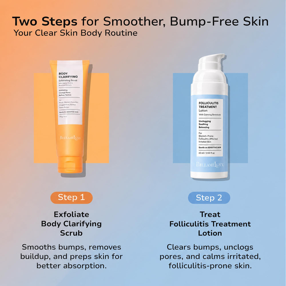 BellamiLuxx on bathroom shelf in lifestyle shot suggesting daily routine benefit